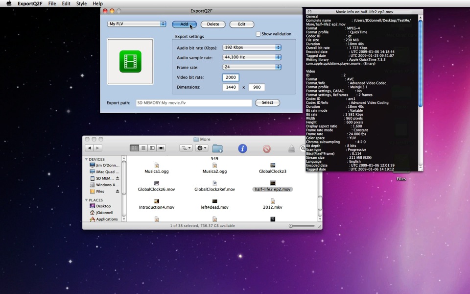 Mac software ExportQ2F