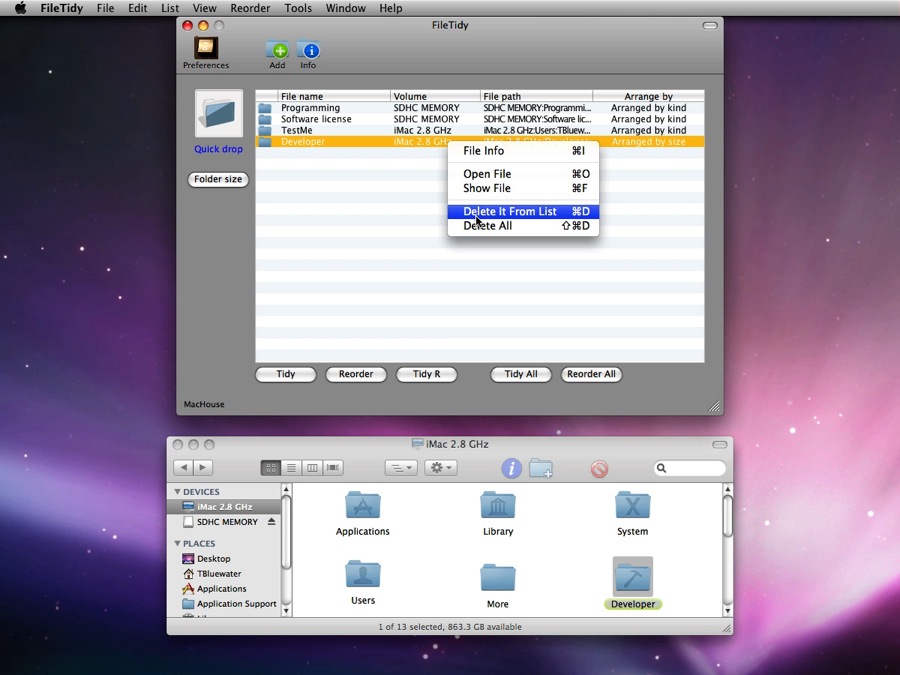 Mac software FileTidy