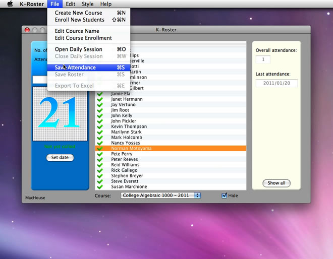 Mac software K-Roster
