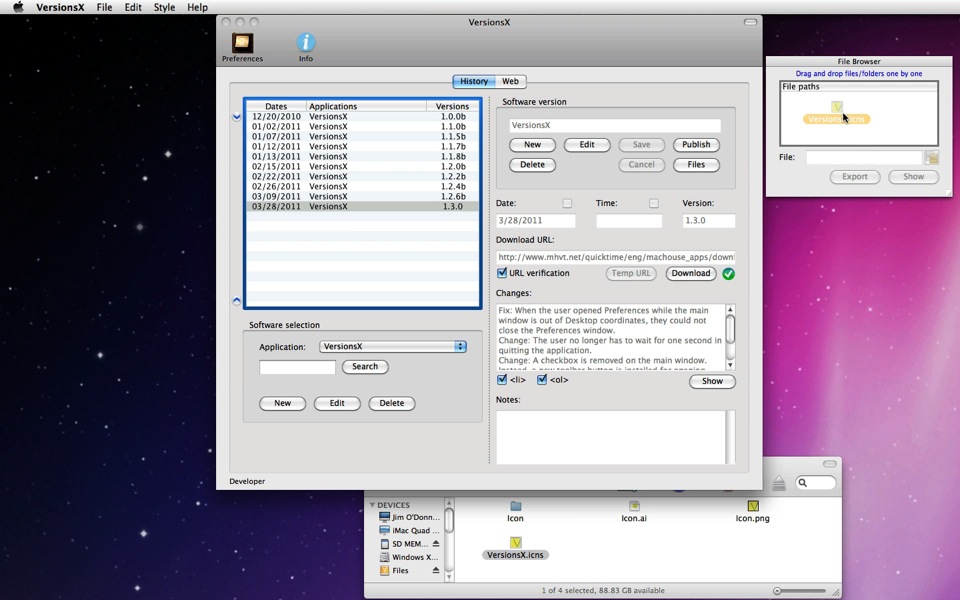 Mac software VersionsX